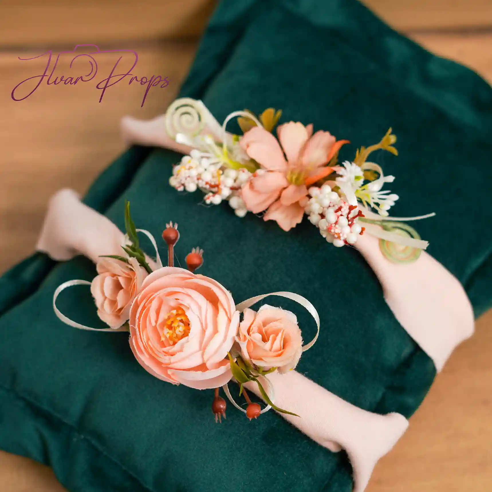 سربند نوزادی گلدار نارنجی